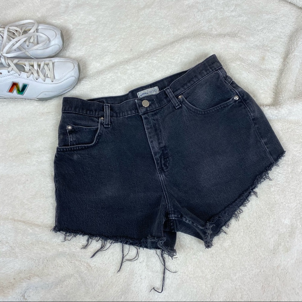 Vtg Riders By Lee Custom Black Jean Shorts 10p